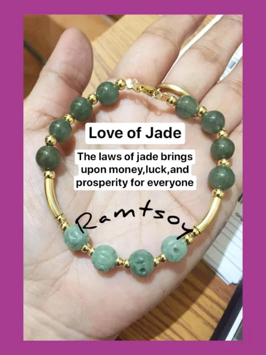 10k gold filled lucky charms bracelet (real jade stone) Lazada PH