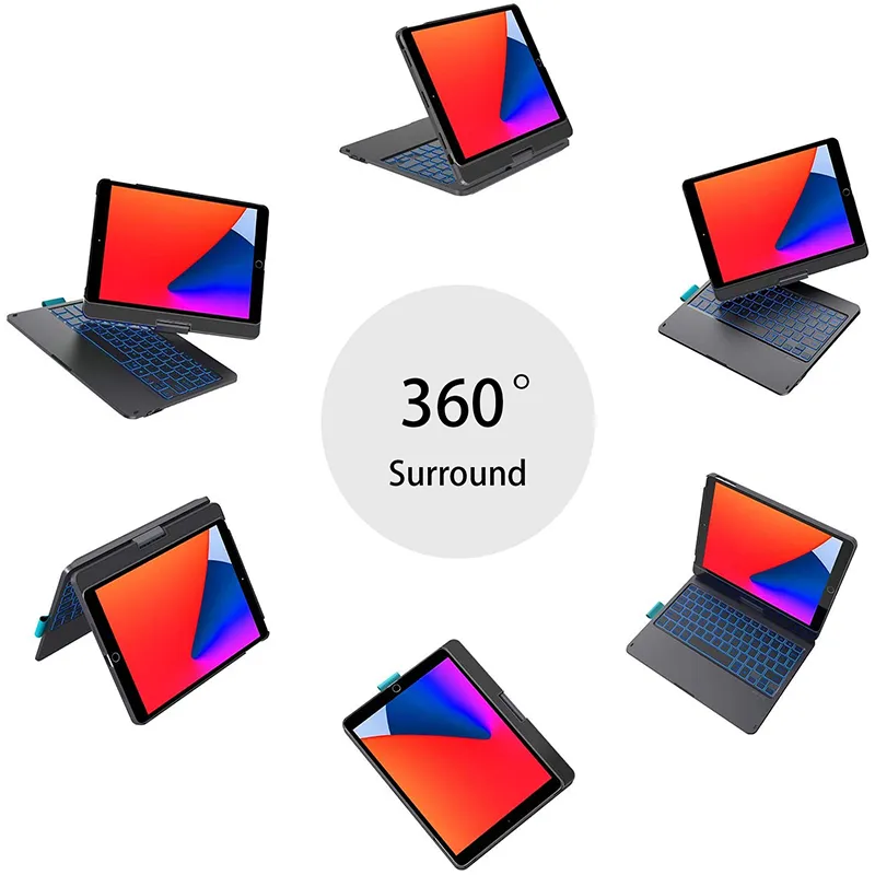 Gadgetoo Wiwu Waltz Rotating Keyboard For 2021 Ipad Air 4 12.9 2020 360-Degree Rotating Tablet Keyboard Case With Touch Panel Backlight