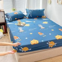 New 100%Cotton Astronaut Cartoon Printed Fitted Sheet Mattress Cover Four Corners With Elastic Band Bed Sheet For Queen King Bed