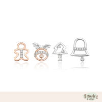 Jewelry Buffet 2 Tones Rose Gold Ginger Man Earrings Set ต่างหู เซ็ทต่างหู ต่างหูแฟชั่น ต่างหูคริสมาสต์ เซ็ททูโทน 4 ชิ้นสุดคุ้ม