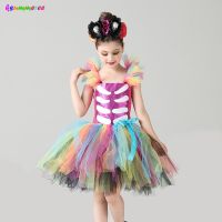 【CC】 Children Day Of The Dead Costume Dia Muertos Tutu with Headband