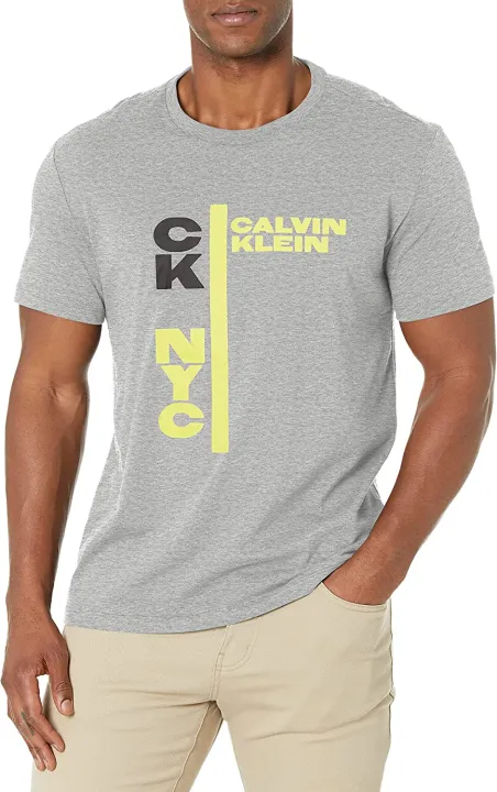 Calvin Klein Men's Ck NYC Bar Logo Crewneck T-Shirt Cotton Tshirt Short  Sleeve Printed Round Neck Top Tee Shirts for Man Women Unisex Adult Summer  Ladies | Lazada PH