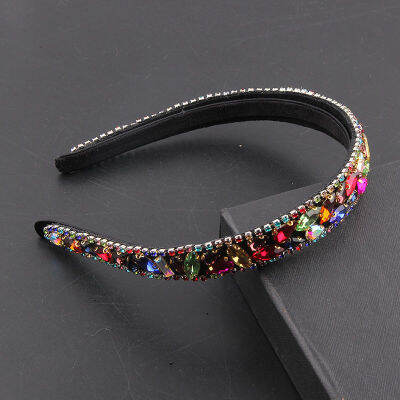 ใหม่แฟชั่นบางแถบสีฝัง Rhinestone อนุภาคบุคลิกภาพ Headbands สุภาพสตรี Catwalk Travel ของขวัญผม830