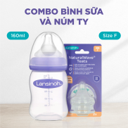 Combo Bình Sữa Cổ Rộng Lansinoh 160ml + Núm Ti Cổ Rộng Lansinoh Size F