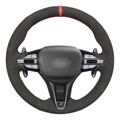 Hand Sew Black Suede Steering Wheel Cover for Hyundai i30 N 2018- Veloster N -