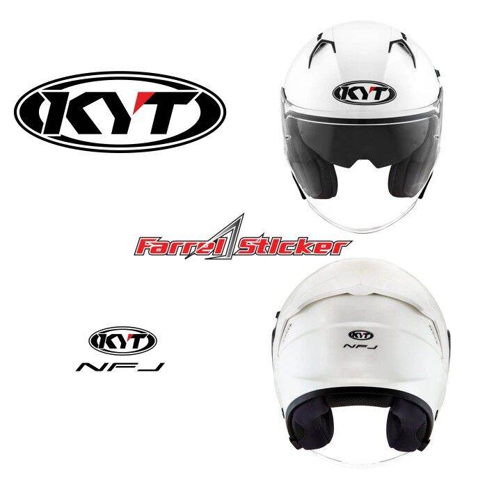 stiker helm KYT STICKER HELMET HALF FACE KYT NFJ Putih Lazada Indonesia