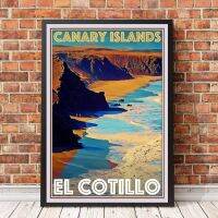 โปสเตอร์การเดินทางสไตล์วินเทจย้อนยุคหรือภาพผืนผ้าใบ-El Cotillo Canary Islands ภาพวาดตกแต่งบ้าน (ไร้กรอบ)