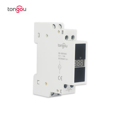 ราง Din เมาเฟสเดียวแรงดันมิเตอร์ Ac 80-500โวลต์มินิ Modular โวลต์มิเตอร์วัดตัวบ่งชี้ LED จอแสดงผลดิจิตอล TONGOU