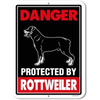 Rottweiler Sign Danger Protected by Rottweiler Metal Tin Sign Decor Pub Home Door Vintage Wall Art P(only one size: 20cmX30cm)(Contact seller, free custom pattern)