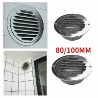 Stainless Steel Exterior Wall Air Vent Grille Round Ducting Ventilation Grilles Flat Round Air Vent Grill 80mm 100mm Ventilation Exhaust Fans