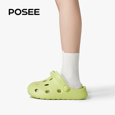 ▫ Xjishop POSEE BEAN Croc-style รองเท้าหัวโต รองเท้าหัวโต รัดส้นหัวโต รองเท้าแตะ กันลื่น เหมาะกับเดินชายหาด แฟชั่นฤดูร้อน สําหรับผู้หญิง P17510S