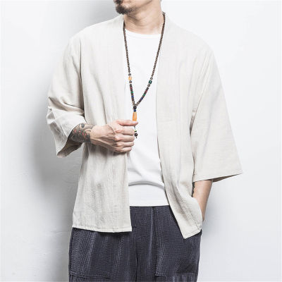 เสื้อกิโมโน Satu Warna เสื้อเสื้ื้อคลุมสไตล์ฮาราจุกุ Lelaki A Jepun Baju Jaket ฤดูใบไม้ผลิฤดูร้อน