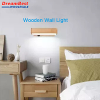 ❤️ Dream Best Wooden Modern Simple Creative Indoor Wall Light Wall Lamps Sconce Led Bedroom Bedside Decoration Living Room Hotel Rotate Reading LED Light Nordic Style