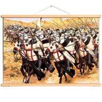 1ชิ้น Vintage Knights Templar Nordic Wall Art ภาพผ้าใบ-ไม้เลื่อนแขวนภาพวาดพิมพ์ Home Living Room Decor