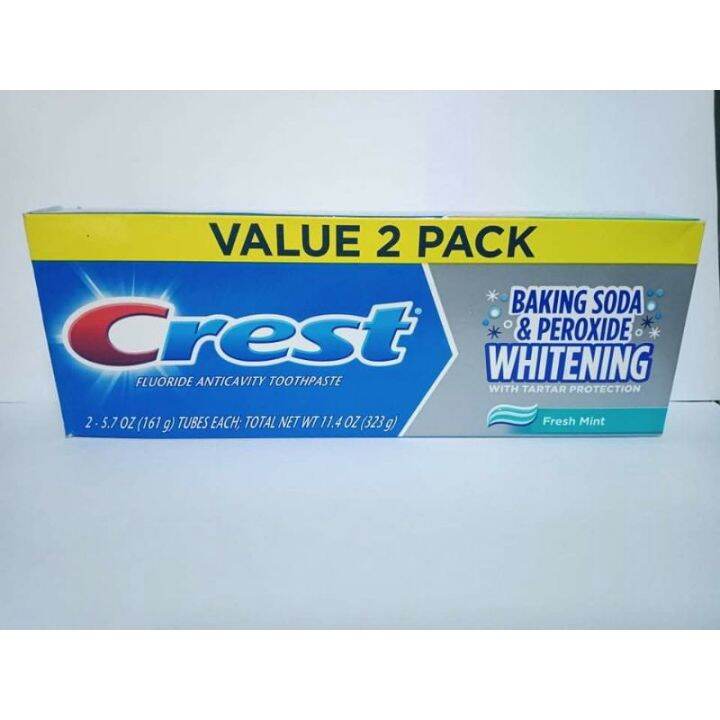 Crest Baking Soda & Peroxide Fluoride Anticavity Toothpaste (161g each