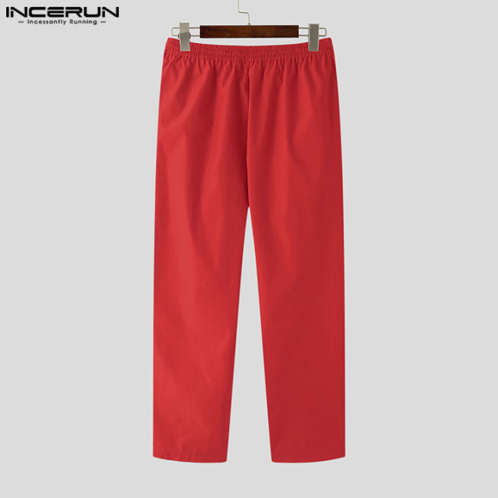 incerun-กางเกงขายาวมีเชือกผูกสำหรับผู้ชายกางเกงขายาวขากว้างเอวยางยืดกางเกงตาข่ายจับปลา-ใส่ลำลอง-3
