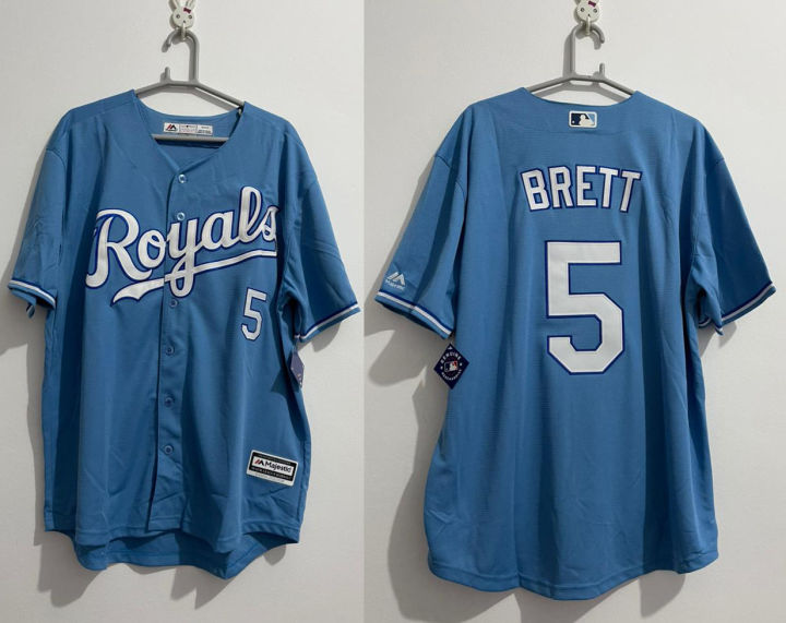 Men's MLB Light Blue Royals #5 George Brett Majestic Alternate Big