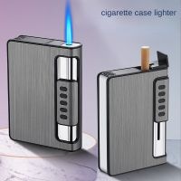 ✒ Multi functional portable metal cigarette case lighter smoking windproof inflation butane lighters One machine for two purposes