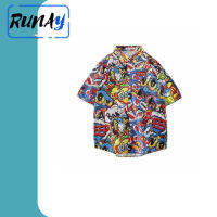 RUNAY เสื้อเชิ้ตแฟชั่น  ถนนสไตล์ยุโรปและอเมริกา เสื้อยืดผู้ชาย