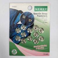 Newey Sew-On Snap Fasteners 11mm Silver / กระดุมกดขนาด 11 มิลลิเมตร สีเงิน แบรนด์ Newey (แบรนด์ในเครือ Prym Germany) (N34007)