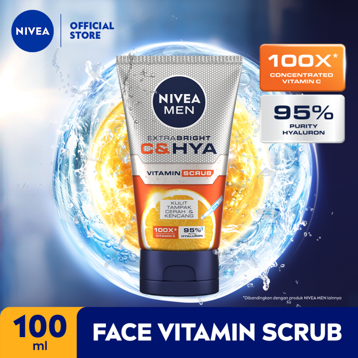 NIVEA MEN Extra Bright C&HYA Vitamin Face Scrub 100ml Sabun Cuci Muka