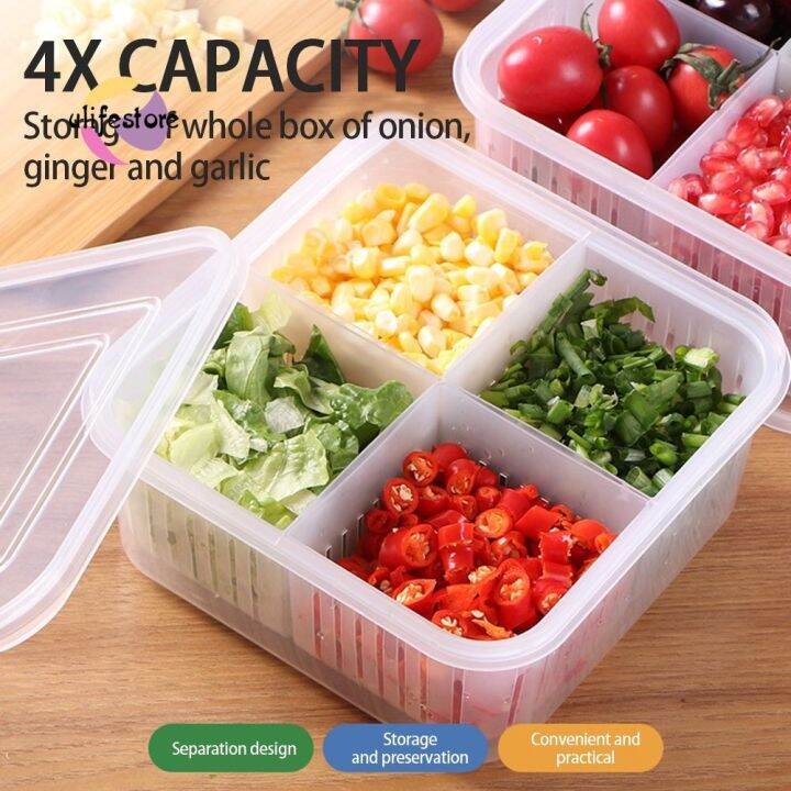 fast-delivery-multifunctional-refrigerator-storage-box-four-in-one-vegetable-onion-ginger-and-garlic-sealed-drain-box