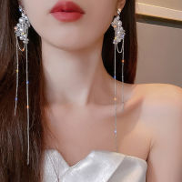 MWSONYA 2021 New Trend Korean Pearl Crystal Dangle Earrings for Women Long Chain Tassel Fashion Earrings Party Jewelry Gift