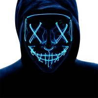 Halloween Mask Light Up, Hacker Purge Mask, Scary LED Mask For Cosplay Costumes Festival Carnival Party Gifts Kids Men Women