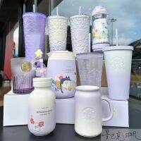 แก้วสตาร์บัค Qin Zi Series Gradient Purple Milk Jug Glass Mark Stainless Steel Straw Insulation Teapot Water Cup