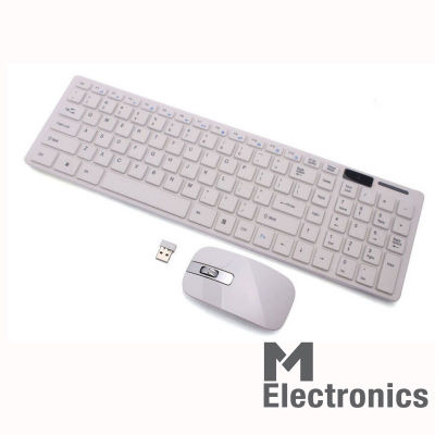 ULTRA THIN 2.4G Wireless PC Keyboard &amp; optical Mouse USB Receiver For DESKTOP Laptop Keyboard Mice Set (สีขาว)