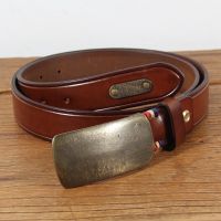 Casual Mens Belt personalized Brass Hand-forged Plate Buckle Mens Jeans Waist Belt Top Layer Cowhide Designer Genuine Belt Belts