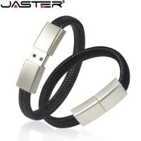 JASTER แฟลช USB โลหะไดรฟ์สีดำสายรัดข้อมือขนาด64GB ไดร์ฟปากกา32GB โลโก้สลักชื่อฟรี8GB หน่วยความจำสร้างสรรค์ที่สะดวกสบาย