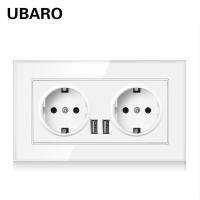 [HOT GELLXKOWOIGHIO 527] UBARO 146X86Mm Eu DE RU ES มาตรฐานกระจกคริสตัลแผงเต้ารับพร้อม Usb 5V 2A และ Type C ปลั๊กไฟ Home Outlet