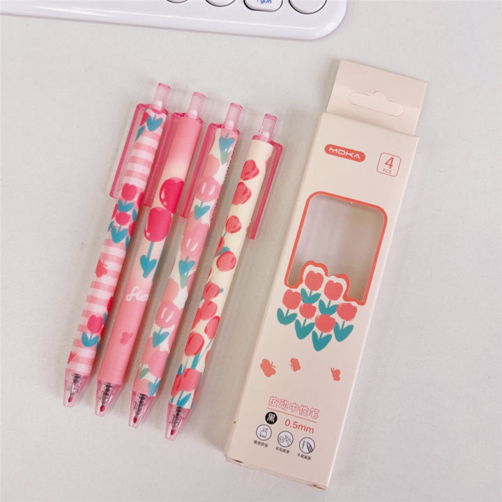 4pcs-0-5mm-gel-pen-gel-pen-black-gel-pen-0-5mm-gel-pen-press-gel-pen-flower-gel-pen-cartoon-gel-pen-cute-gel-pen-school-supplies-stationery-press-black-gel-pen-pressing-gel-pen