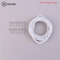 5m Length PVC Window Cord Cable Net Curtain Wire White Windows Curtain Line With FREE HOOKS &amp; EYES For Caravans Boats Fishing Reels