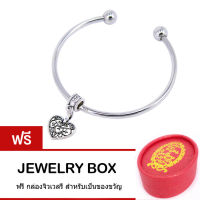 Tips Gallery กำไล ข้อมือ เงินแท้ 925 หุ้ม ทองคำขาว  รุ่น Valentine Floral Love Bracelet Design TBS081  พร้อมกล่องจิวเวลรี