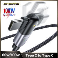 C-SAW 180 ° หมุน5A 60W/100W USBประเภทCถึงType C PD CableสำหรับIpad Pro 2020 Huawei Samsung Galaxy S9 S10 S20หมายเหตุ10หมายเหตุ20 Nintendo Switchสายชาร์จเร็วสำหรับMacbook ProสนับสนุนQuick Charge 4.0 USBสาย