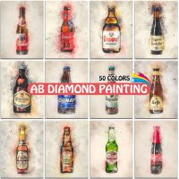 AB Diamond Painting Beer Lover Cartoon Wine Bottle 50 Colors Set Embroidery 5D DIY Kitchen Cross Stitch Mosaic Home Decor Gifts