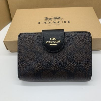[COD]Women S Classic C Pattern Short Wallet กระเป๋าสตางค์พับได้ Simple Fashion Coin Purse 0082