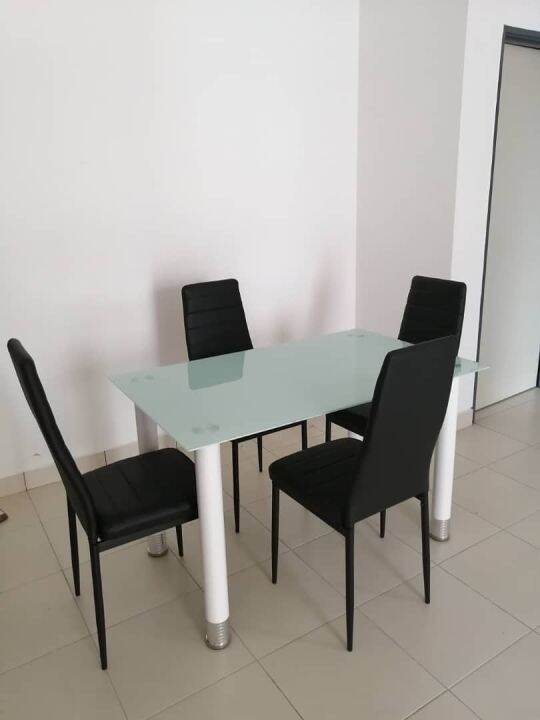 Modern Design Glass Top Dining Set 1+4 ( Delivery By Seller)Kitchen