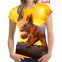 2023 newCool Fashion 3D Squirrel Print Shirt Women T Shirts Tops Casual Famale Short Sleeves O-neck Shirts
