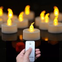 Pack of 36 Flickering Yellow Light Battery operated LED candles remote Wholesale flameless votives tealight Wedding Christmas