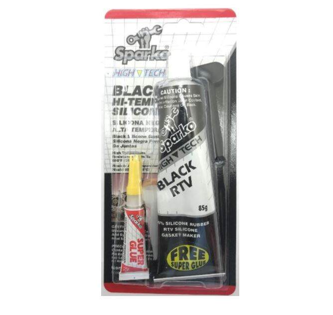 Sparko HiTemp RTV Silicone Gasket Maker Black 85g with FREE Glue