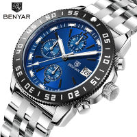 BENYAR Mens นาฬิกาแบรนด์หรูควอตซ์ Chronograph นาฬิกาผู้ชายกีฬาทหารแฟชั่นนาฬิกากันน้ำ Reloj Hombre BY-5198