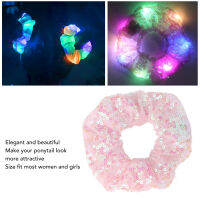 ไฟ LED ผูกผมสีชมพูสวมใส่ยากน้ำหนักเบา Scrunchies ผมส่องสว่างยืดหยุ่นสำหรับพรหม