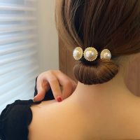 Lady Pearl Shell Flower Hairpin Foldable Hair Rope Wedding Banquet Party Hairband Fixed Ponytail Hair Accessories Women JewelryTH