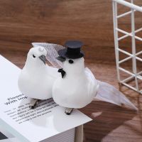 1 Pair White Couple Pigeon Creative Simulation Foam Feather Couple Pigeon Home Props Wedding Crafts