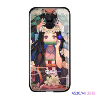 UCUCเคสมือถือ เคสโทรศัพท์ เคสSamsung Galaxy A8 2018 A530เคสมือถือกันกระแทกAnime Demon Slayer Nezuko Glossyกระจกเทมเปอร์พร้อมฮาร์ดไดรฟ์ที่ทนทานฝาครอบ