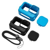 Silicone Case for Hero 9 with Safety Hand Strap Protector Protective Lens Cap Cover Hero 9 Accessory Frame Case Shell natural