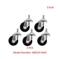 5 PcsLot Casters 2 Inch Light Black Pp Movable Screw Caster M10 Electrical Furniture Universal Wheel